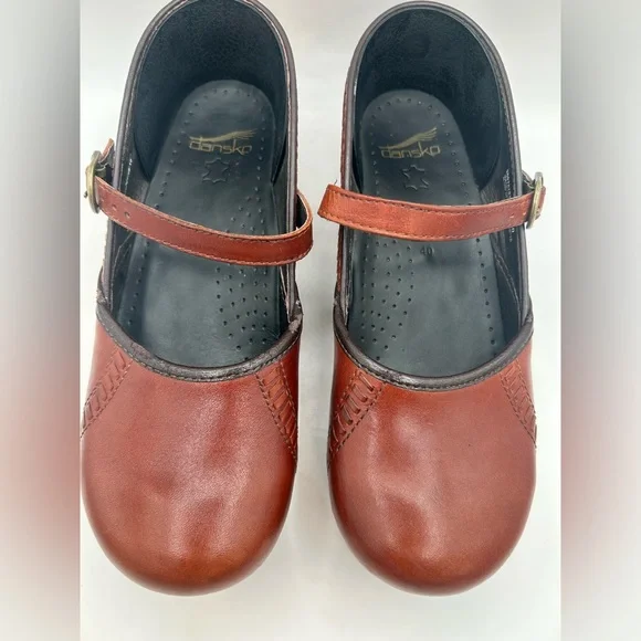 Dansko Marcella Mary Jane Clogs Red Brown Leather Shoes women’s 40 9.5-10 - Picture 11 of 11